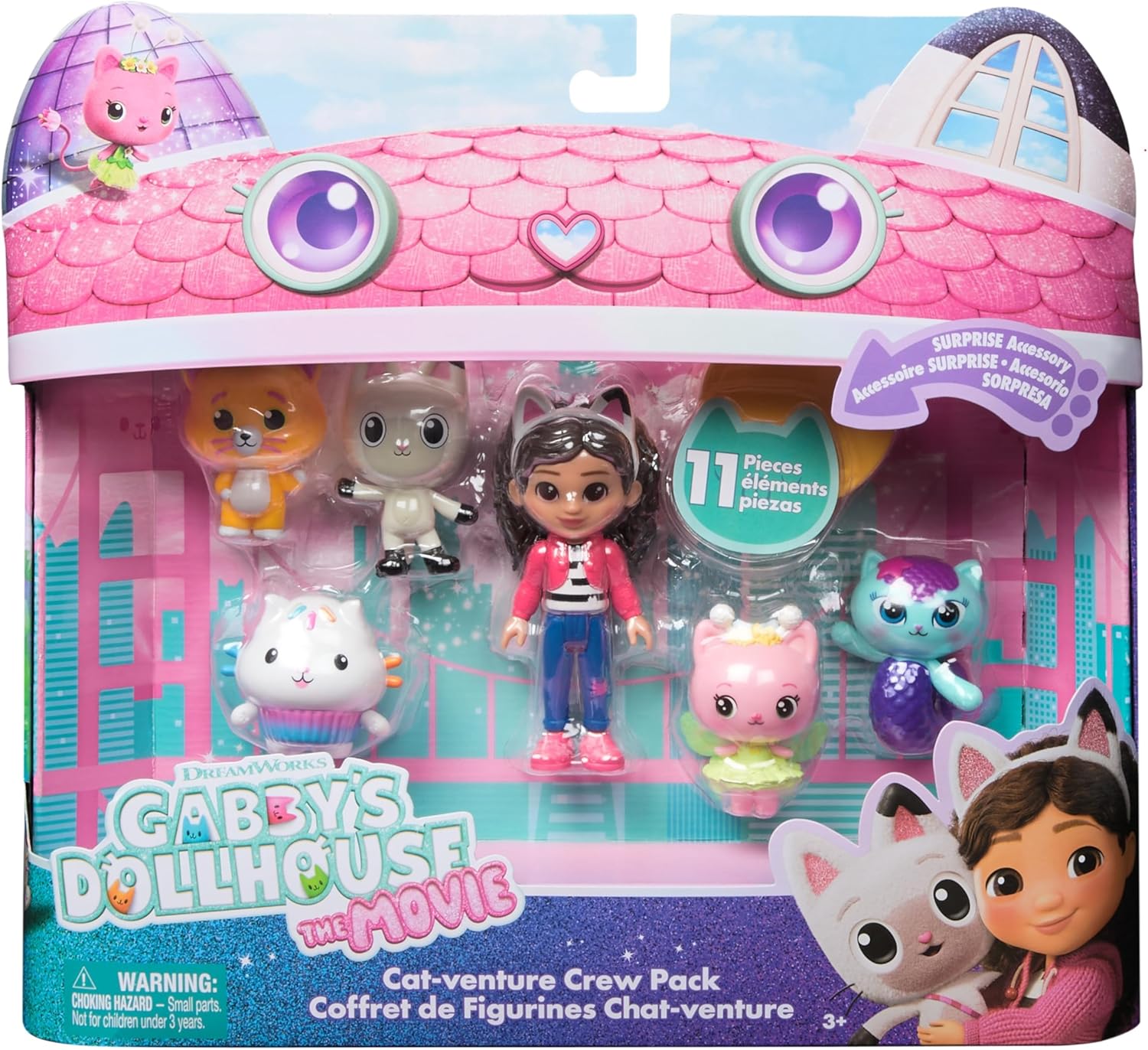 Gabby's Dollhouse: The Movie, Cat-venture Crew Pack, 11-Piece Toy Figure Set with Accessories, Kids Toys for Girls & Boys Ages 3 and Up
