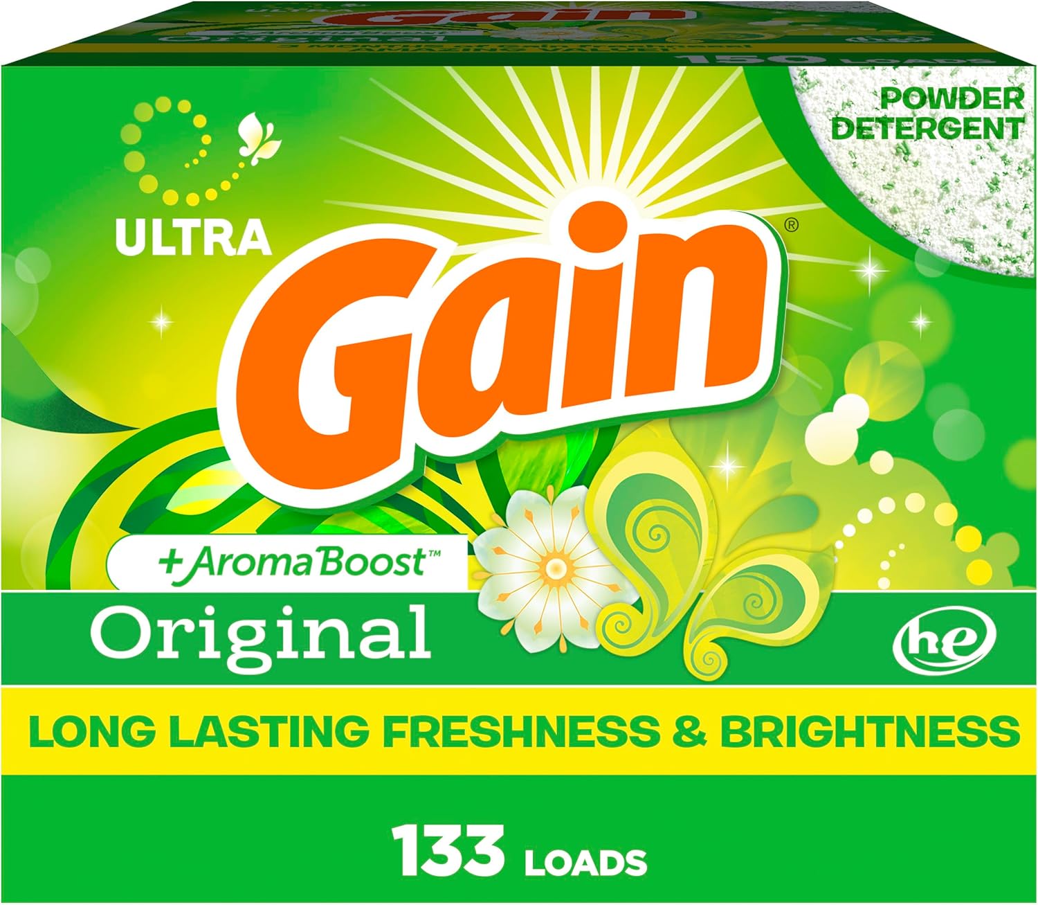 Gain Powder Laundry Detergent, Original Scent, 133 Loads, 123 OZ