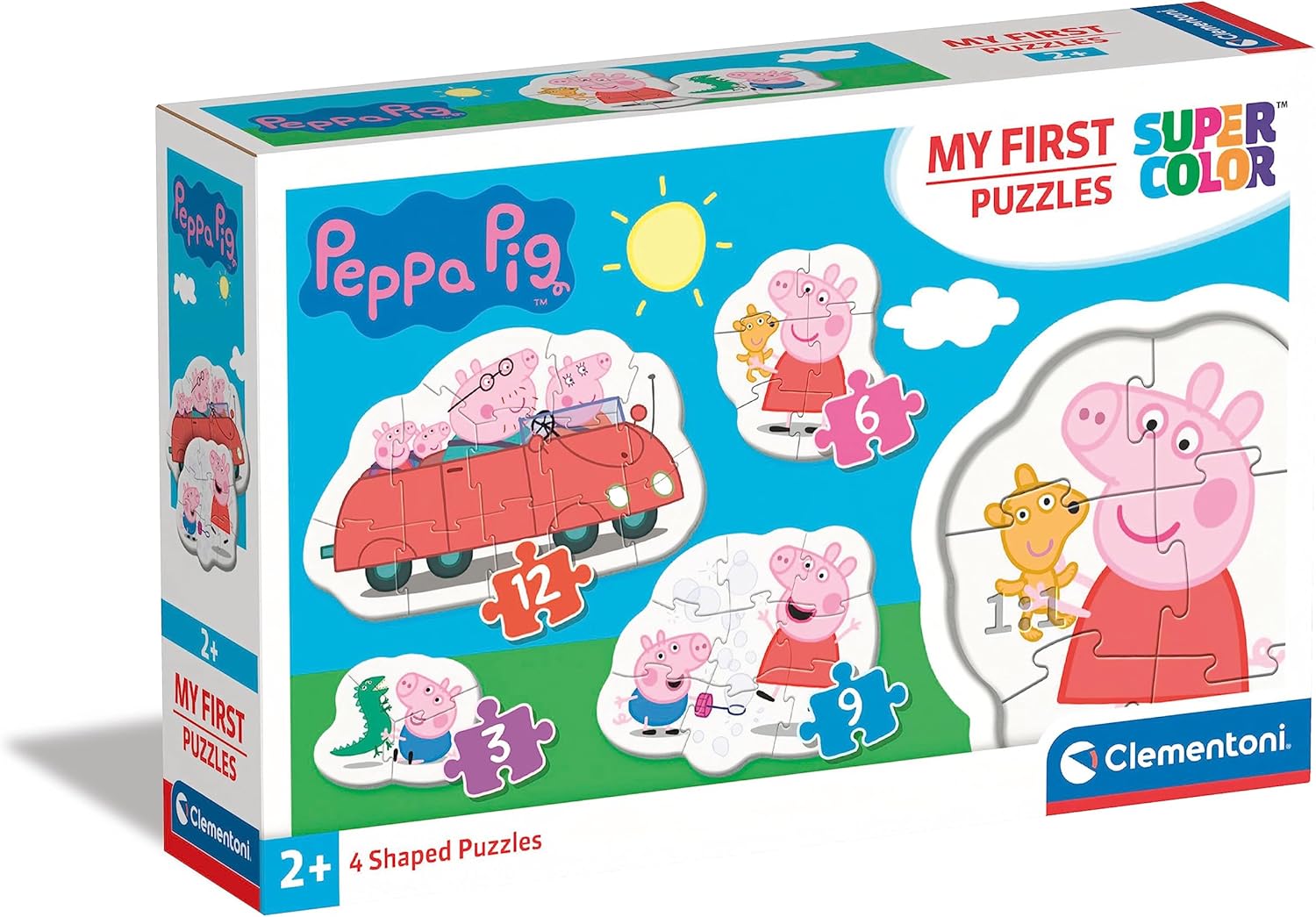 Clementoni 20829, Peppa Pig My First Puzzles for Toddlers - 3+6+9+12 Pieces, Ages 2 Years Plus