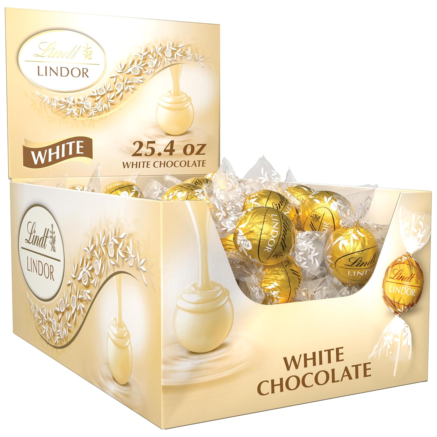 Lindt LINDOR White Chocolate Candy Truffles, 25.4 oz., 60 Count Box