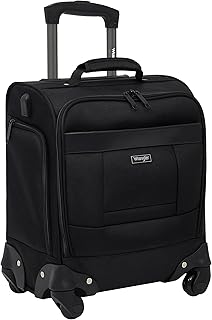 Wrangler 4-Wheel Spinner Luggage with Side USB Port, Black, 17-Inch Underseat Carry-On