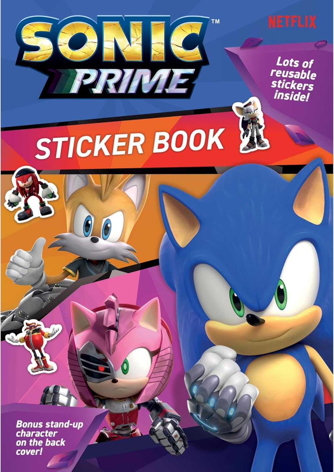 Alligator Sonic Prime Sticker Book with Lots of Reusable Stickers Inside Bouns Stand-Up Character On The Back Cover|Fun and Play Activity Books|Perfect for Travel, Birthday Gifts for Kids|Age 3+