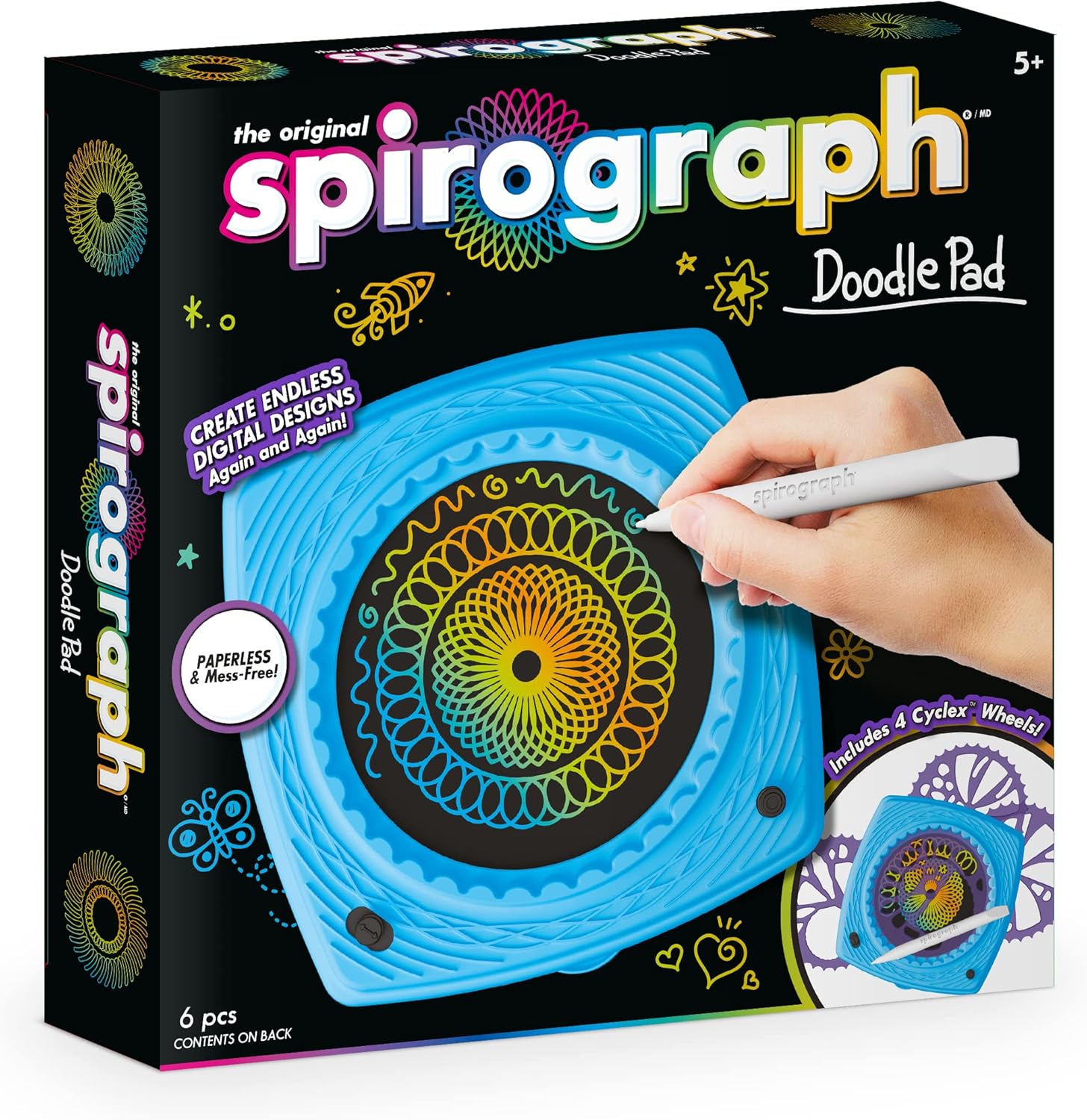Spirograph Doodle Pad | Create Amazing Endless Digital Designs | Paperless & Mess Free | Includes 4 Cyclex Wheels | Creative Arts & Crafts Activity | for Ages 6+