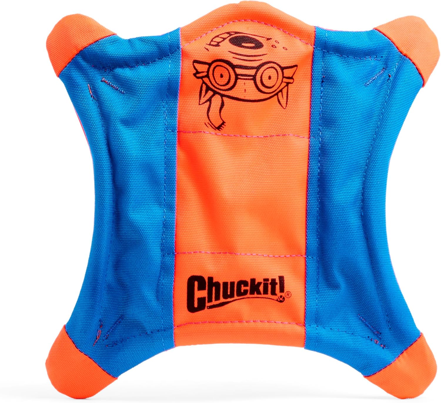Chuckit! Flying Squirrel Fetch Dog Toy - Water Floating Flyer - Soft and Durable Polyester Canvas Construction - For Medium Dogs - Size Medium - 9.5-inch Diameter - Pack of 1 - Orange and Blue