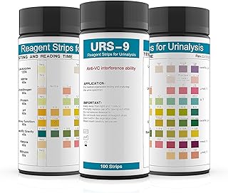 URS 9-in-1 Urine Test Strips 9 Parameters Testing UTI, Protein/Leukocytes/Nitrite/pH, 100 CT