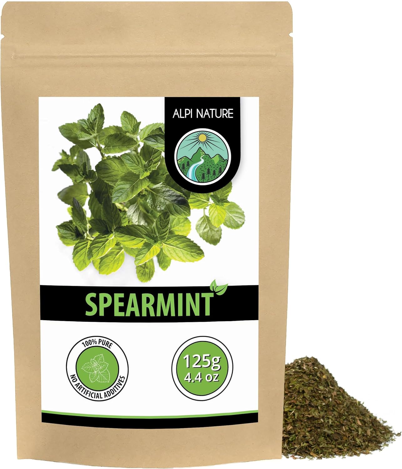 Alpi Nature Spearmint Tea 125g 4.4 oz, Dried and Cut Nana Mint, Moroccan Mint Tea Loose Leaf