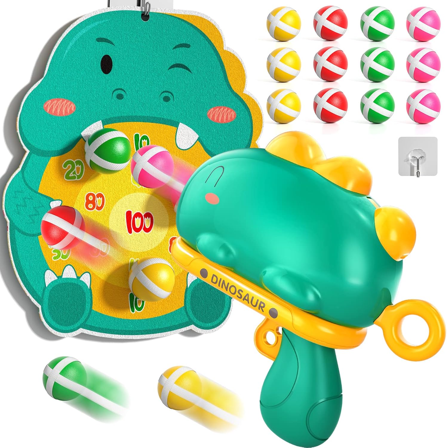 Kids Blaster Gun Shooting Games Dart Board Toys for Boys Girls Ages 3-5 6-8, Outdoor Indoor Dinosaur Dart Board for Kids Birthday Gifts, Ideas Party Game Toys Gifts for 3 4 5 6 7 Year Old Boys Kid