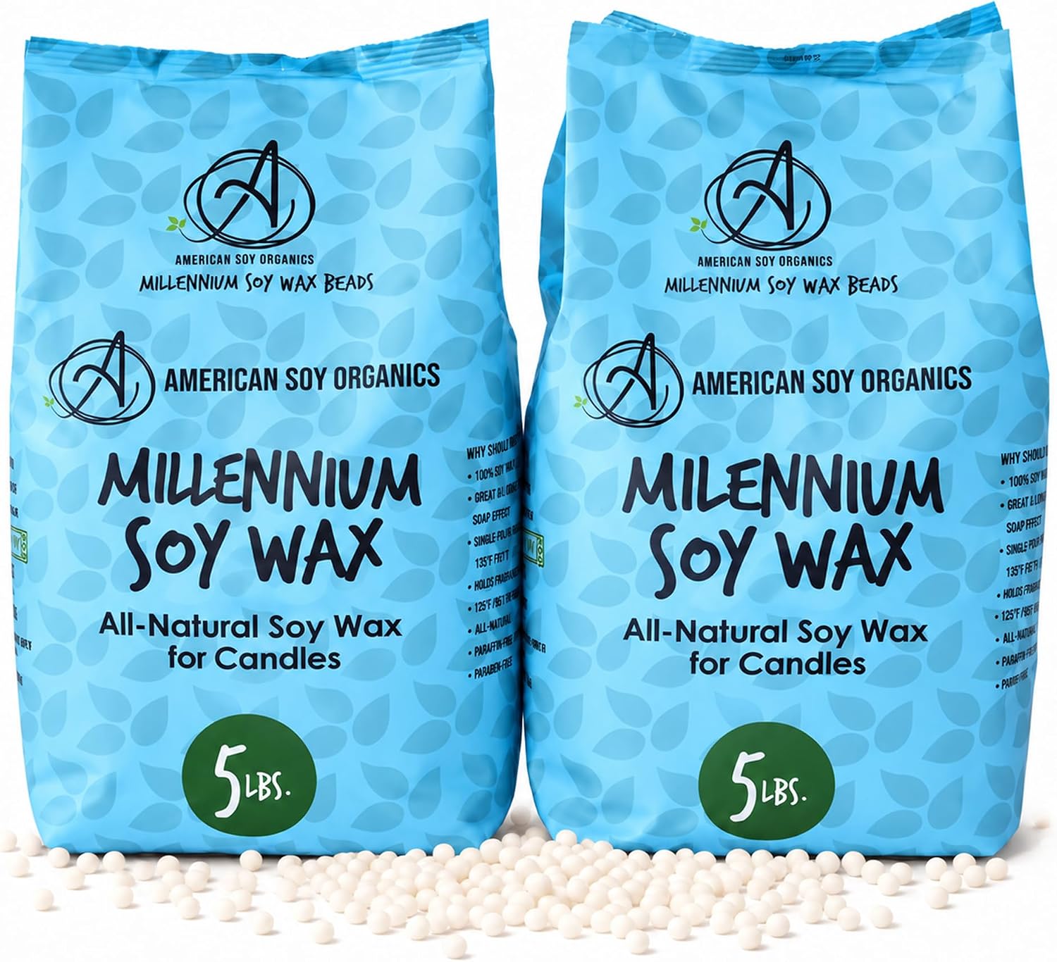 American Soy Organics Millennium Soy Wax Beads, Natural Candle Wax, 10 lbs