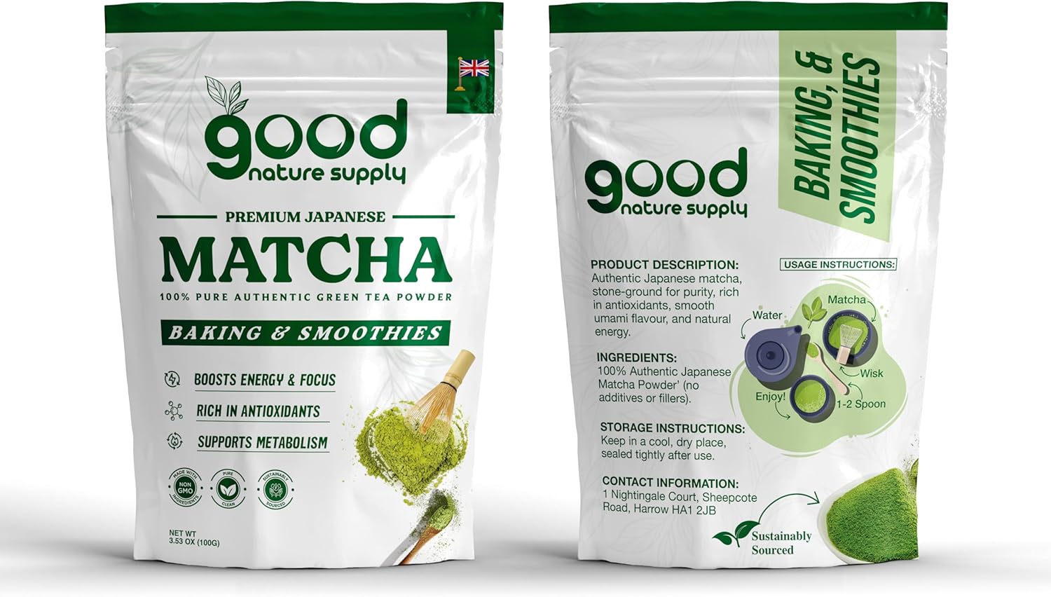 Authentic Japanese Matcha Green Tea Powder Ceremonial Grade – Macha Latte, Matcha Coffee, Fuel, Spoon, Whisk, Sachets – Tea, Green Powder, 100% Pure Stone Ground – 50g - 100g (100g)