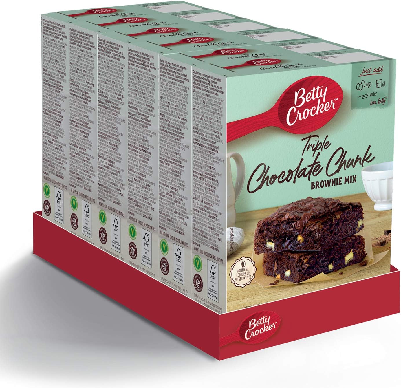Betty Crocker Triple Chocolate Brownie Cake Mix 415g (Pack of 6)