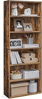 VASAGLE Bookshelf, 23.6 Inches Wide, 6-Tier Open Bookcase with Adjustable Storage Shelves, Floor Standing Unit, Rustic Brown ULBC166X01