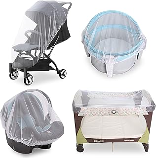 Baby Mosquito Net for Stroller, Reusable Bug Net for Stroller, Bassinets, Cradles, Playards, Pack N Plays and Portable Mini Crib, Portable & Durable Baby Insect Netting, White