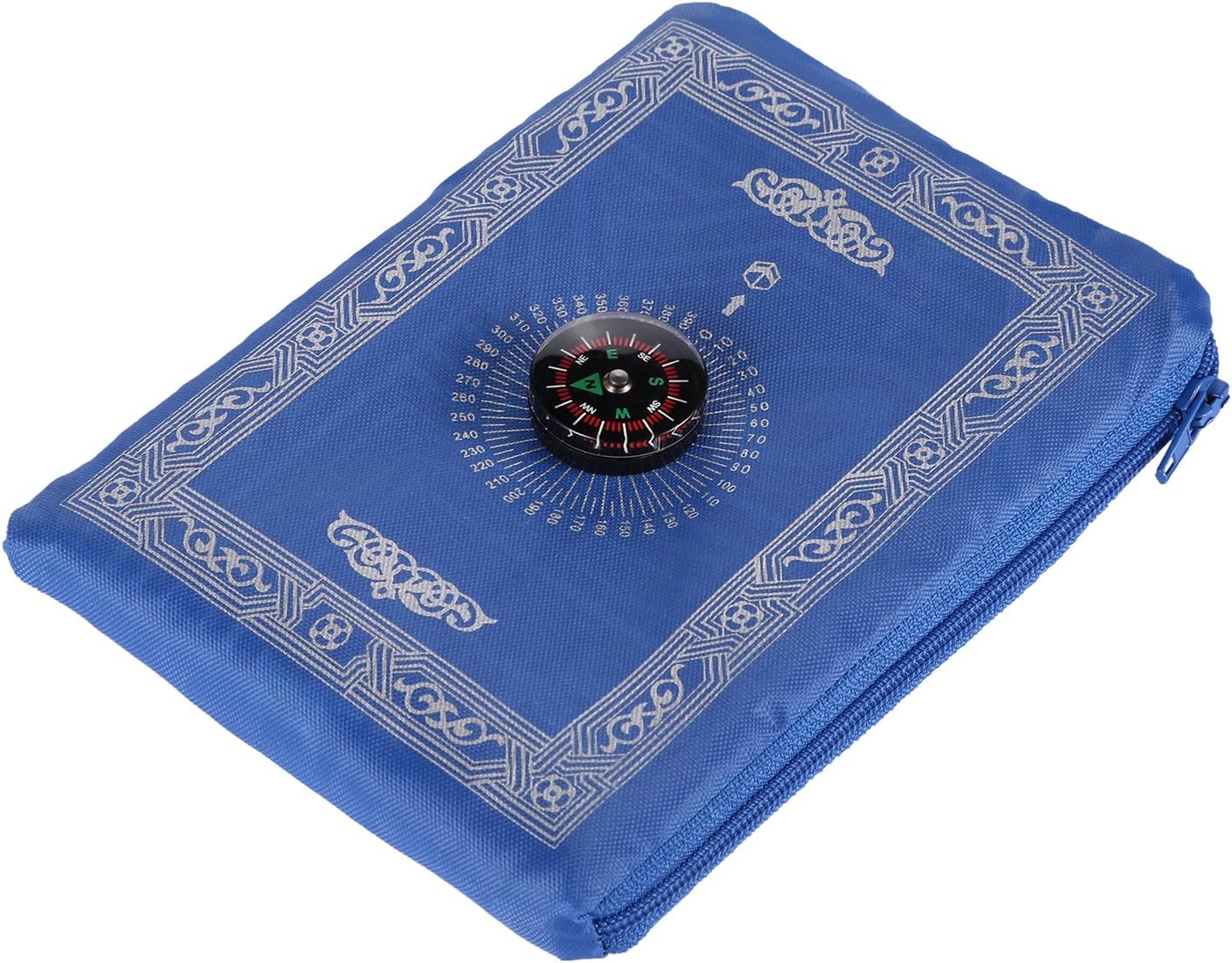 Anlising Islamic Travel Prayer Mat, with Compass Pocket Sized Carry Bag and Attached Compass Prayer Rug Portable Polyester 60 * 100cm Blue