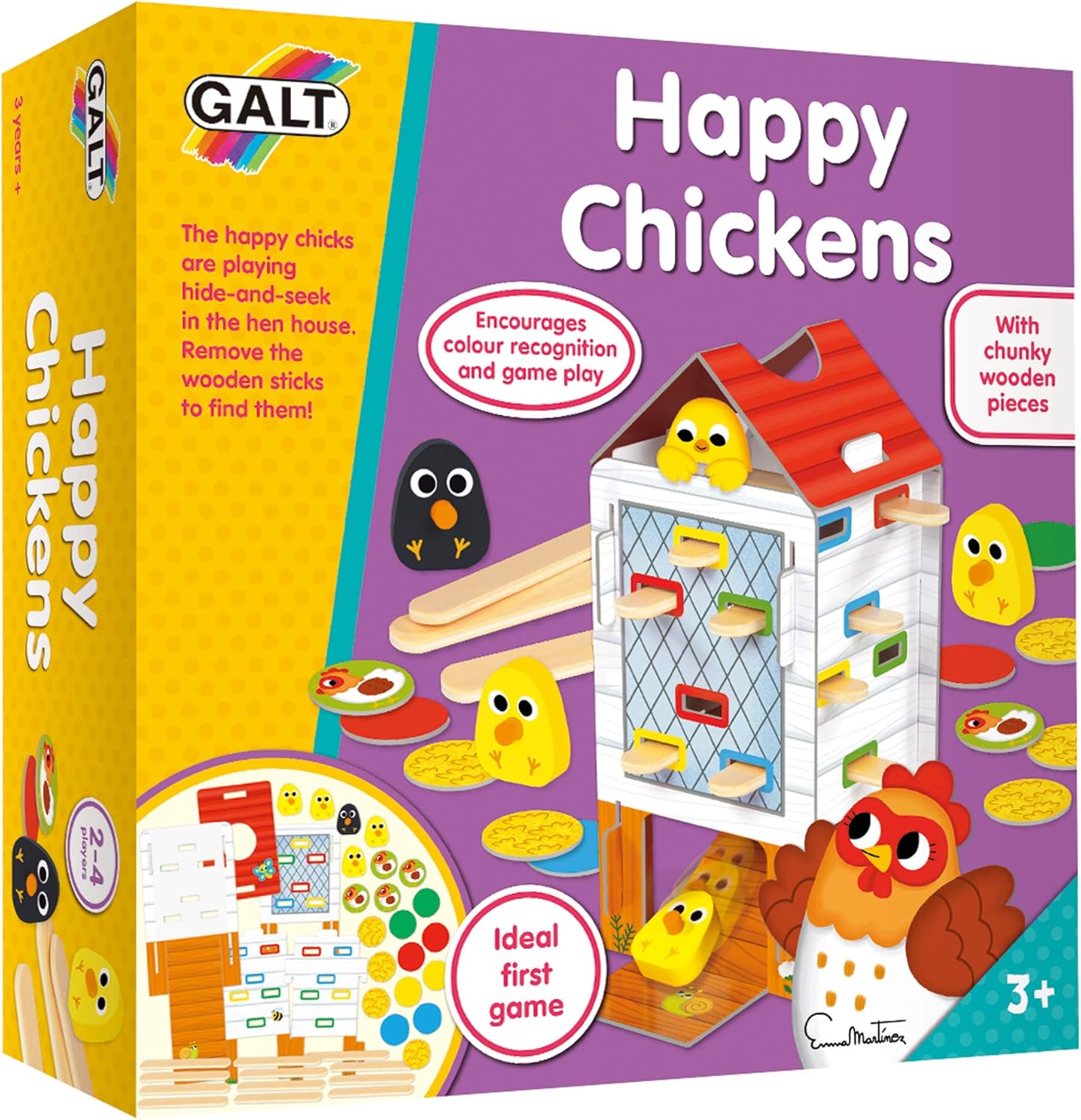 Galt Toys, Happy Chickens, Colour Matching Games for Toddlers, Ages 3 Years Plus, 2-4 Players