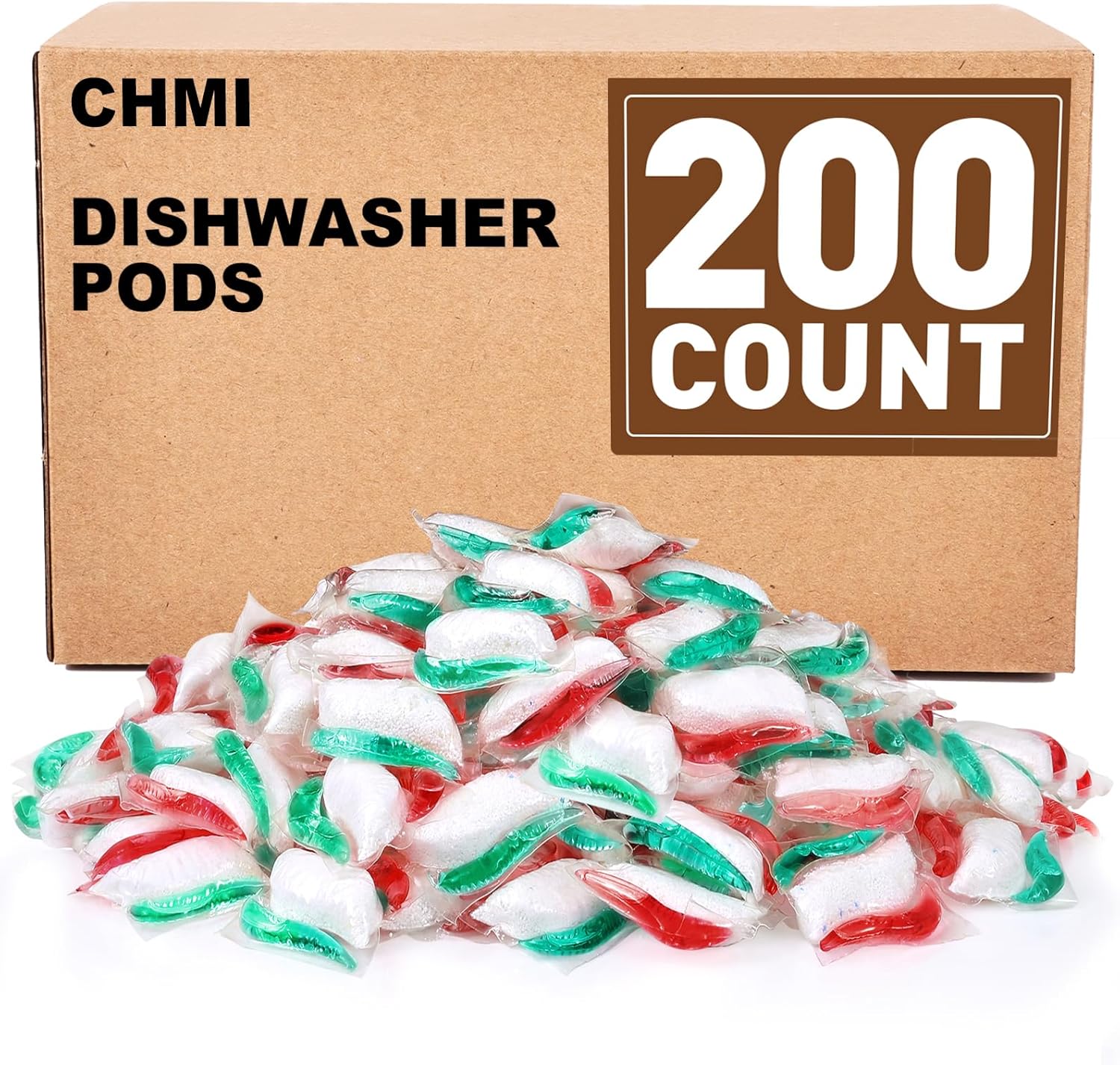 CHMI 200 Count Dishwasher Pods, suitable for 24-hour drying of stains and grease, no pre-rinsing required. CHMI dishwasher capsules are suitable for use in dishwashers or sinks.