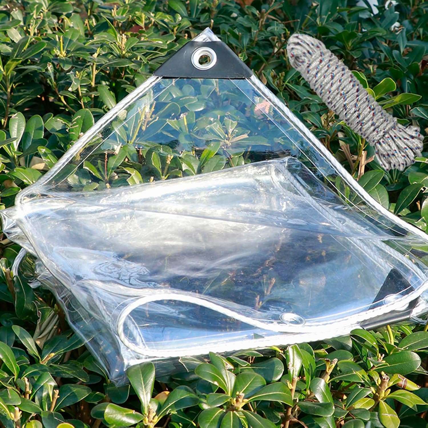 ＳＡＮＪＩＡＯＪＩＡ Transparent Tarpaulin Heavy Duty Water Proof 0.35mm Thick Tear Resistant PVC Clear Tarp Enclosure with Eyelets and Reinforced Edges for Patio,Porch,Outdoor,Custom (3.5m x 4.5m)