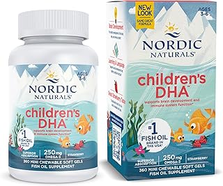 Nordic Naturals Children’s DHA, Strawberry - 360 Mini Chewable Soft Gels for Kids - 250 mg Omega-3 with EPA & DHA - Brain Development & Function - Non-GMO - 90 Servings