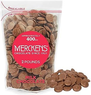 KIDU Milk 2 Pound Merckens Chocolate Melts - Melting Chocolate Candy Melts - Milk Chocolate Melting Wafers 32 Ounces Bulk Perfect For Dipping, Cake Pops, Deserts, Baking And More - Chocolate Chips For Chocolate Fountain - Resealable Bag for Freshness