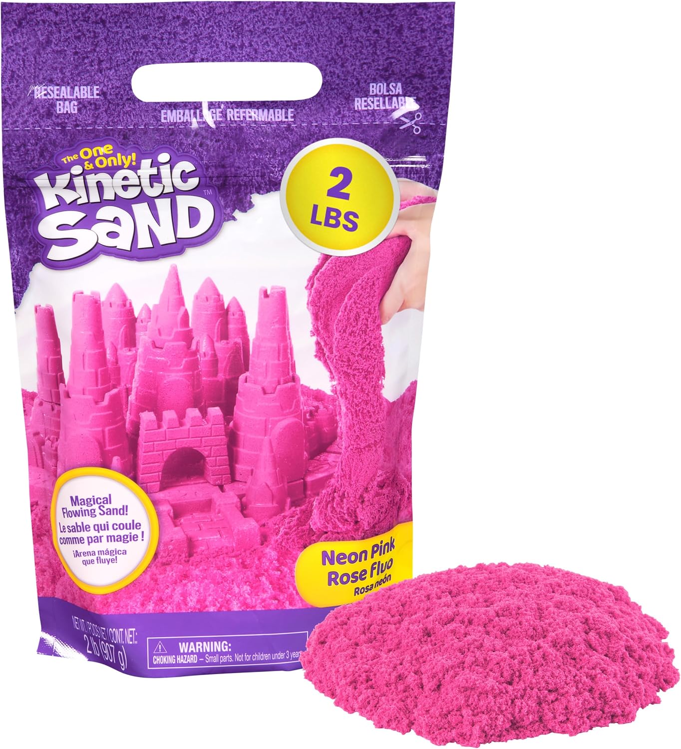 Kinetic Sand 2lb Pink, Moldable Play Sand Sensory Toys, Ages 3+