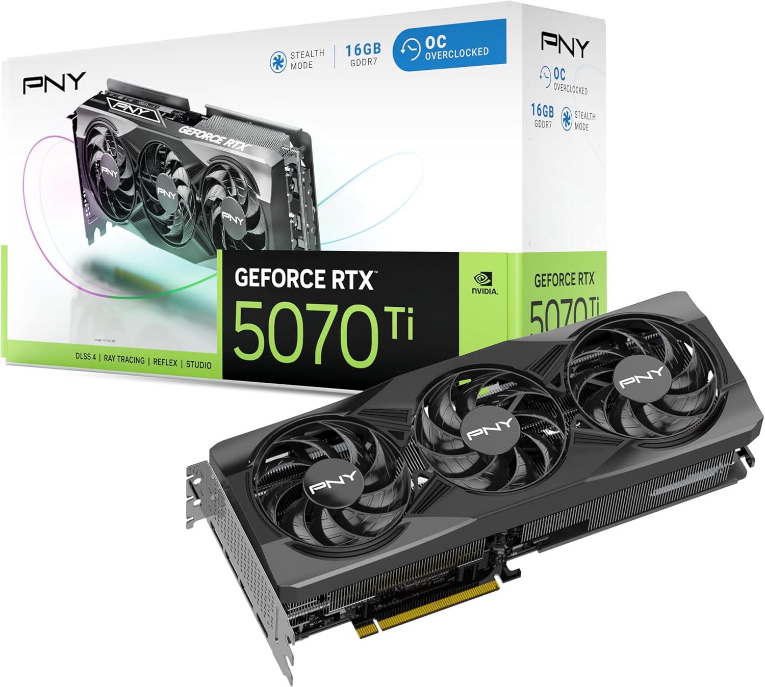PNY NVIDIA GeForce RTX 5070 Ti 16GB Overclocked Triple Fan Graphics Card (DLSS 4, PCIe® 5.0, HDMI®/DP 2.1, 2.9-Slot)
