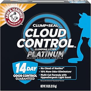 Arm & Hammer Cloud Control Platinum Multi-Cat Clumping Cat Litter with Hypoallergenic Light Scent, 14 Days of Odor Control, 18 lbs, Online Exclusive Formula