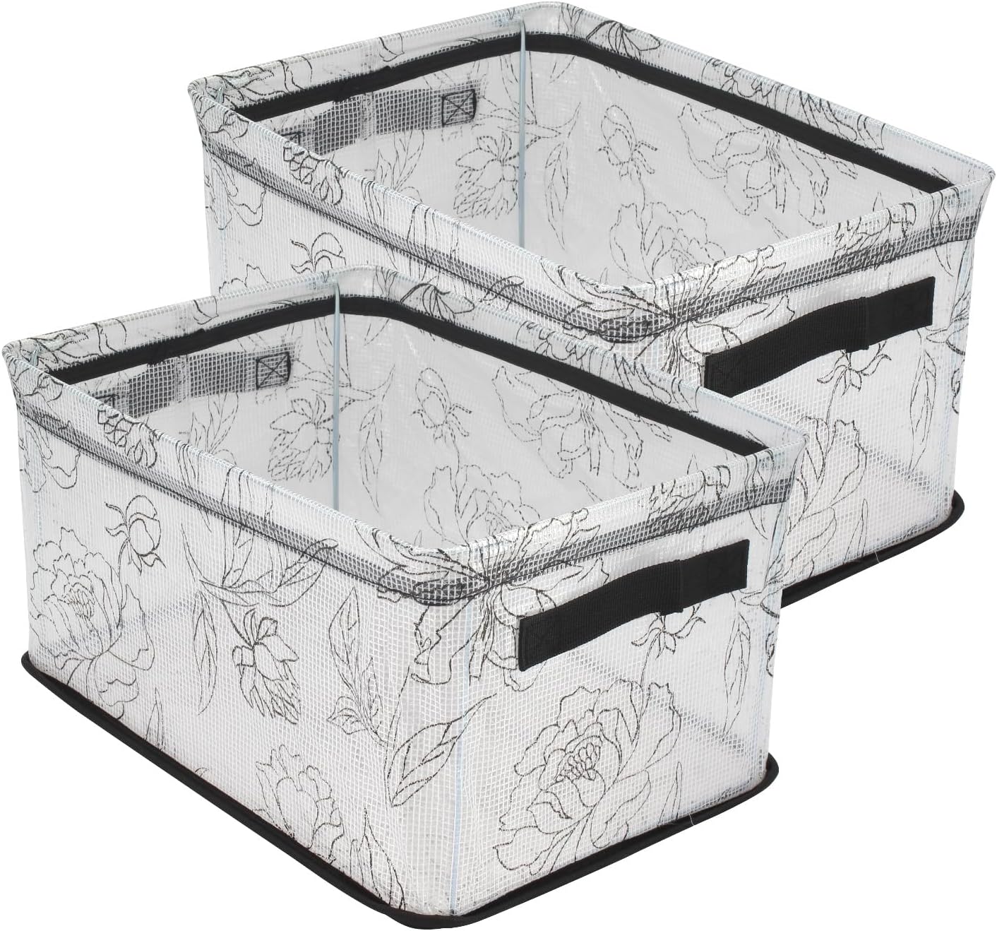 2 Pack Storage Boxes with Handle, Foldable Storage Basket for Shelves, Storage Bins for Organizing Home and Office-XL