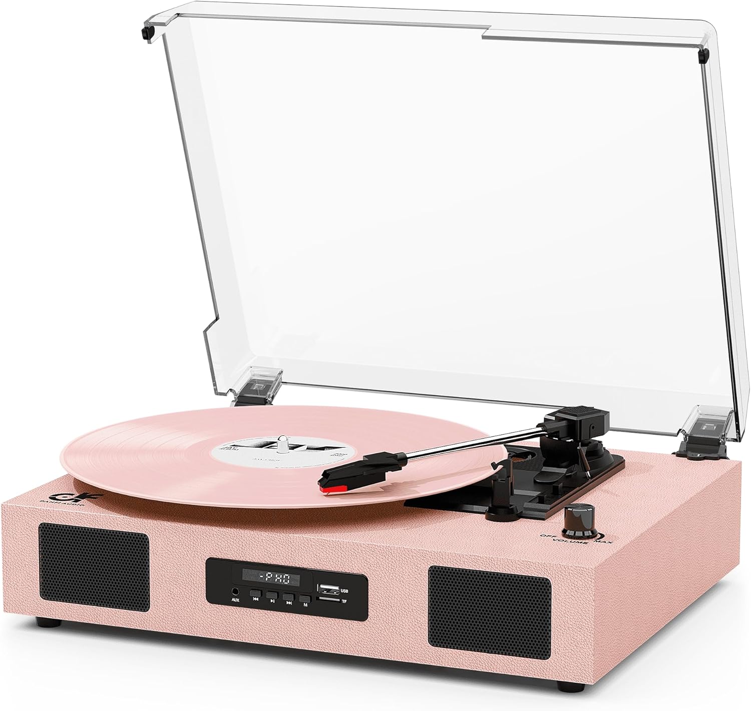 Vinyl Record Player Vintage Wireless Bluetooth Record Player with Enhanced Speakers, USB Recording, LP Player with 3-Speed Belt Drive Turntable Support RCA Line-Out AUX Input EQ,Pink