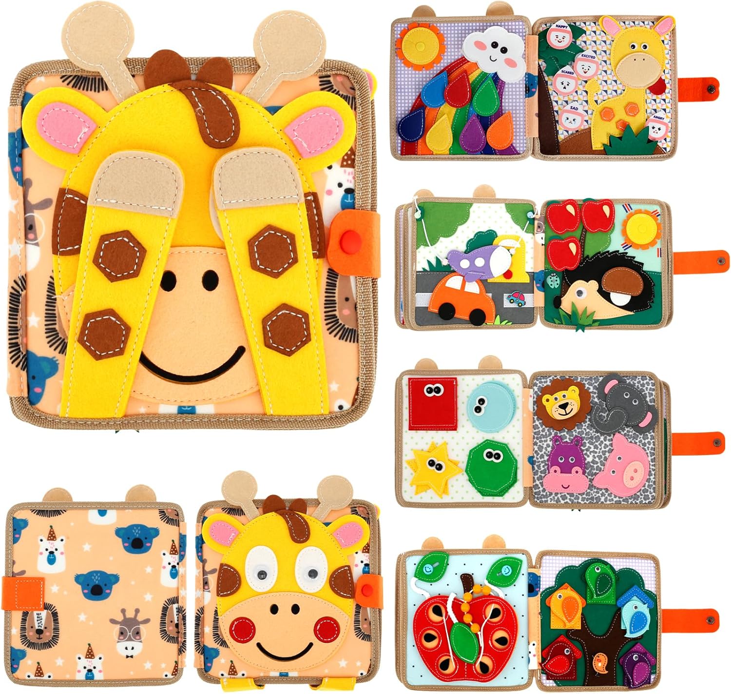 Gatphy Felt Quiet Book Montessori Sensory Toys for 1 2 3 Year Old Kids Busy Board for Toddlers Montessori Preschool Busy Board Toy Preschool Learning Activities Educational Sensory Toy