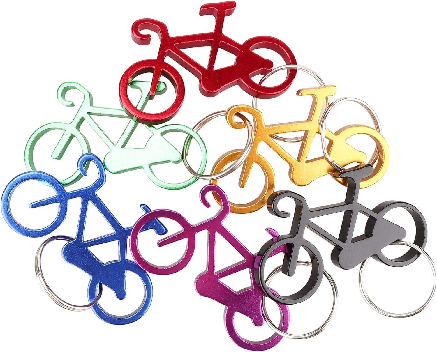 SWATOM Bicycle Bottle Opener with Keychain Key Tag Chain Ring Accessories 6PCS…
