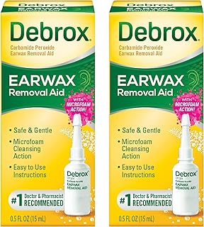 Debrox Ear Wax Removal Drops, Gentle Microfoam Ear Wax Remover, 0.5 Fl Oz, 2 Pack