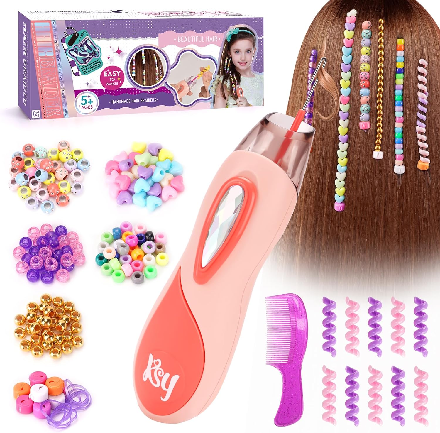 Gifts for Girls: Hair Accessories & Toys Age 5-12 - DIY Hair Princess Decoration Braiding Kit with Gems Stamper