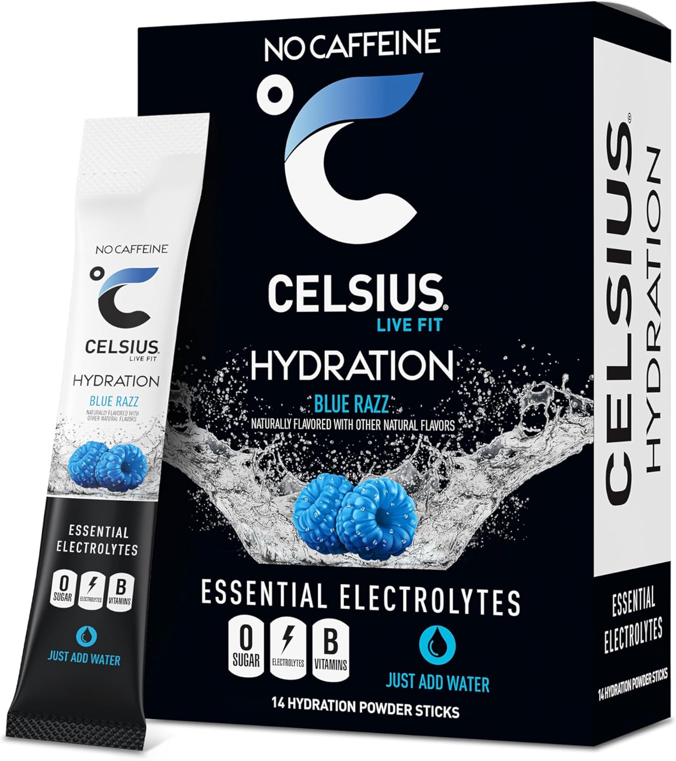 CELSIUS Hydration™ Blue Razz, Sugar Free Electrolyte Hydration Drink Mix (Pack of 14)