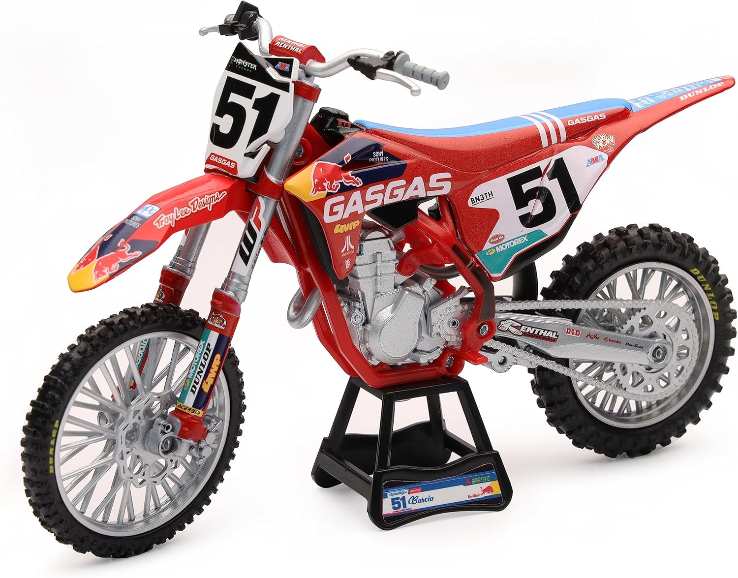 New Ray GasGas MC 450F Motorcycle #51 Justin Barcia GasGas Factory Racing - Red Bull 1/12 Diecast Model