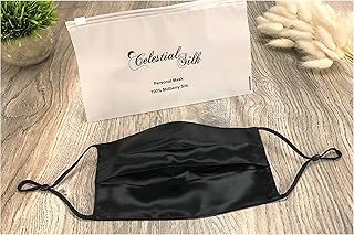 Celestial Silk Pleated 22 Momme Silk Face Mask Reusable and Washable Mouth Cover with Adjustable Ear Loops