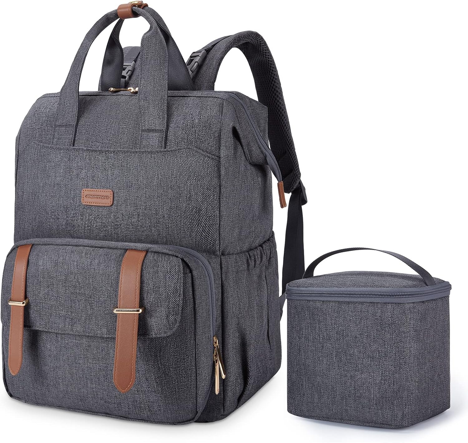 mommore Breast Pump Bag Backpack for Spectra S1,S2 Medela Diaper Backpack for Working Moms with 15.6 inch Laptop Sleeve, Grey