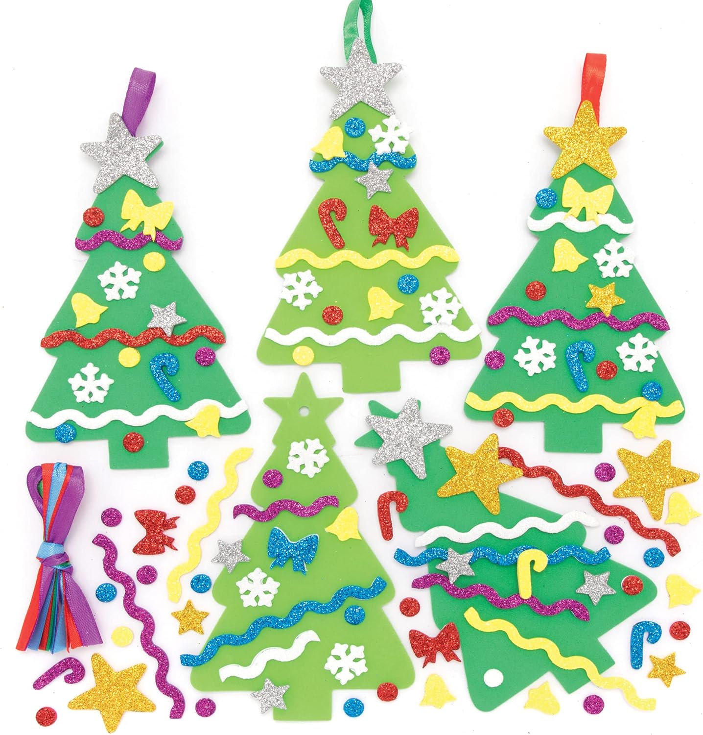 Baker Ross Christmas Tree Mix and Match Decoration – Pack of 8, Kids Make Your Own Christmas Decoration, Christmas Bauble Arts and Crafts (FE880)