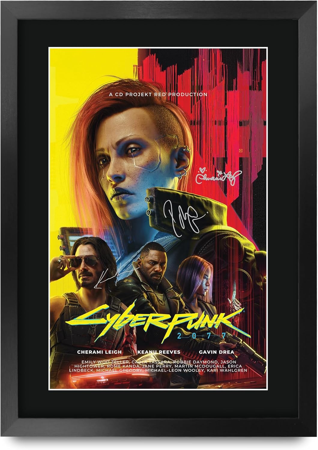 HWC Trading Cyberpunk 2077 Gifts Printed Signed Autograph Picture for Video Game Fans and Gamers - A3 Framed