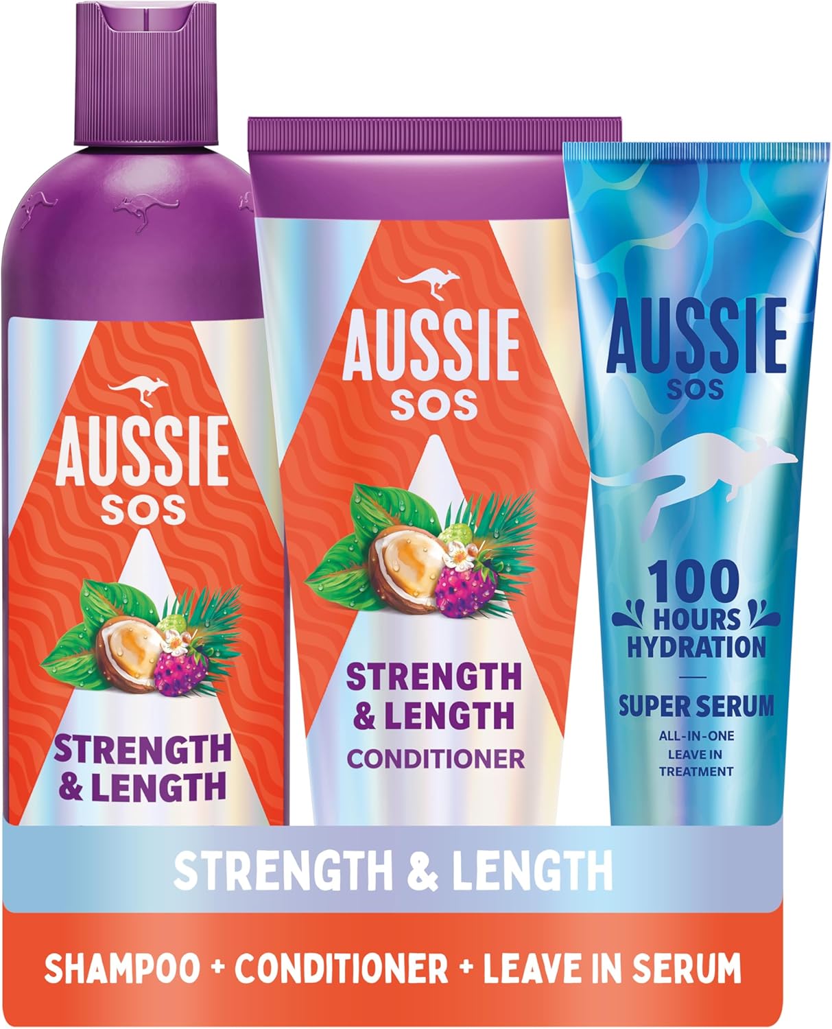 Aussie Strength And Length Shampoo And Conditioner Set, Hydrates And Strengthens Long, Weak Hair, Nourishes Fragile Hair To Help Prevent Split Ends And Breakage From Styling Damage