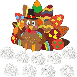 Color Your Own Turkey Puzzle Crafts DIY Standing Turkey Craft Kits for Kids Thanksgiving Day Supplies Fall Themed Party Coloring Projects 10 Sets