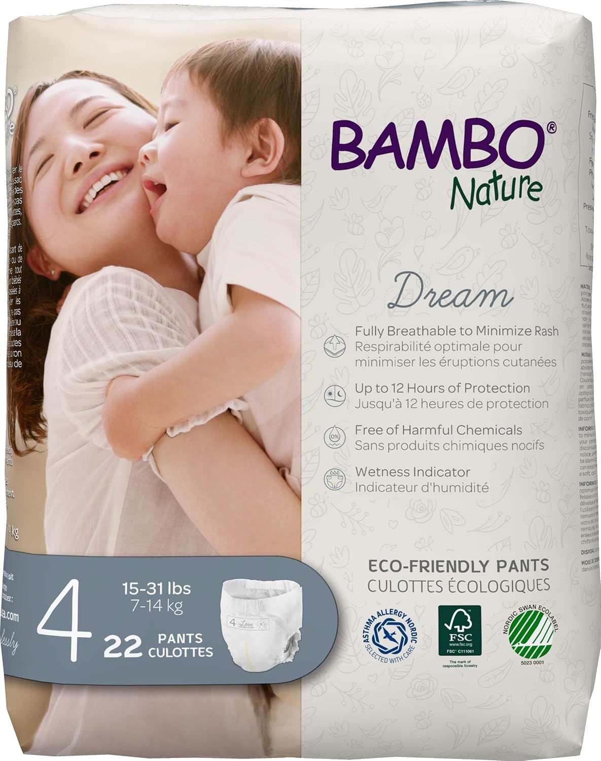 Bambo Nature Premium Training Pants - French/English Packaging, Size 4, 110 Count