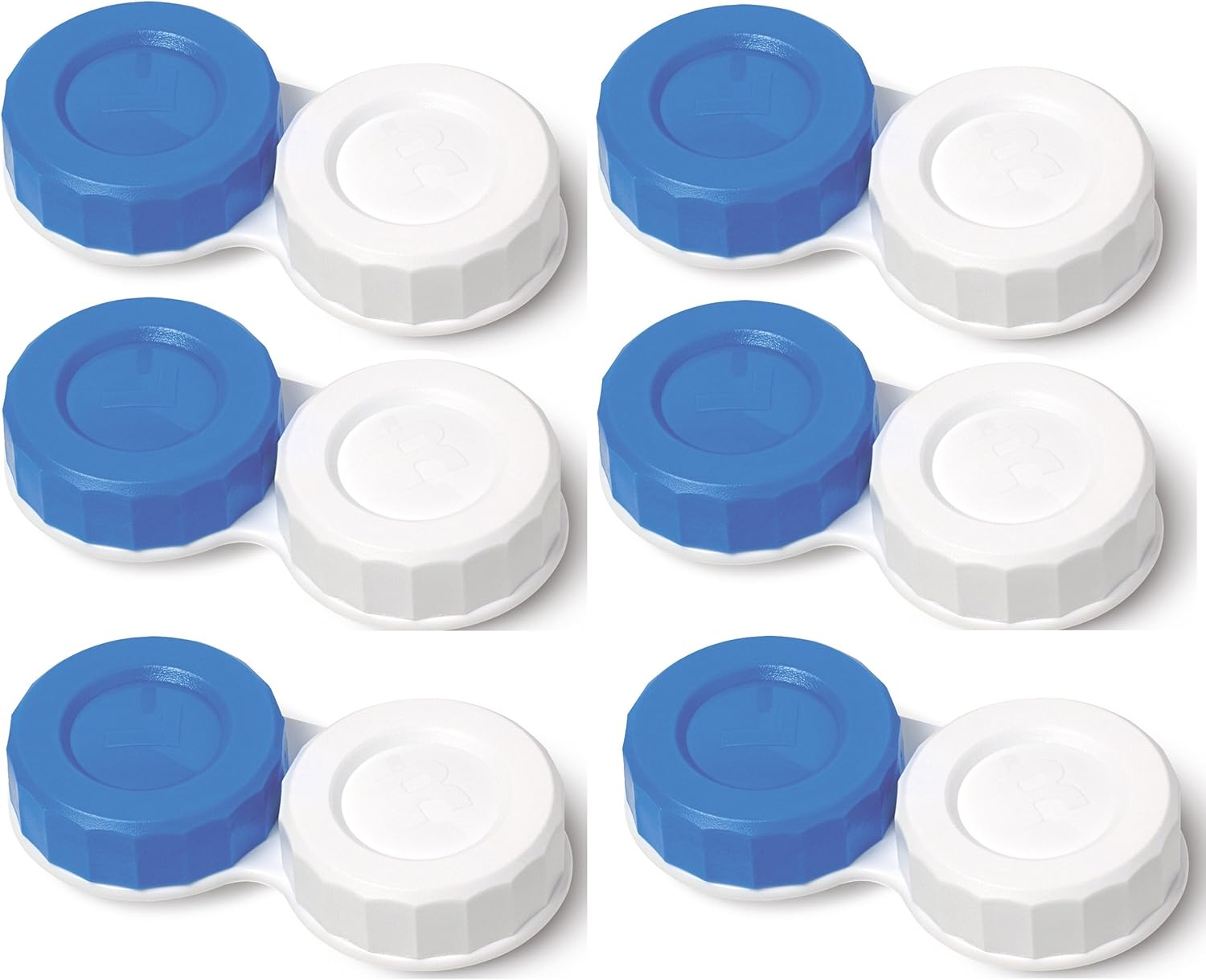 6 X Standard Screw Top Contact Lens Soaking Storage Case With L and R Caps (CE & FDA Approved)