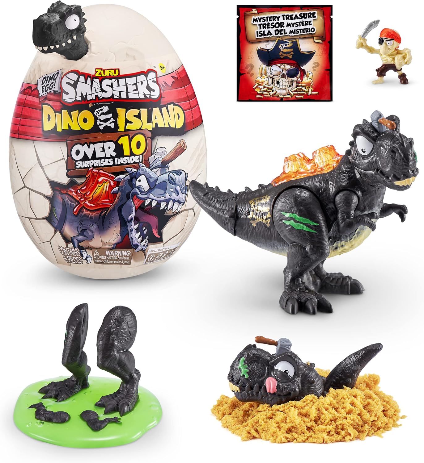Smashers Dino Island Surprise Mini Egg Age 3+, T-Rex, Dinosaur Collectible Toy, Explorer's Kit, Dinosaur Slime (T-Rex)