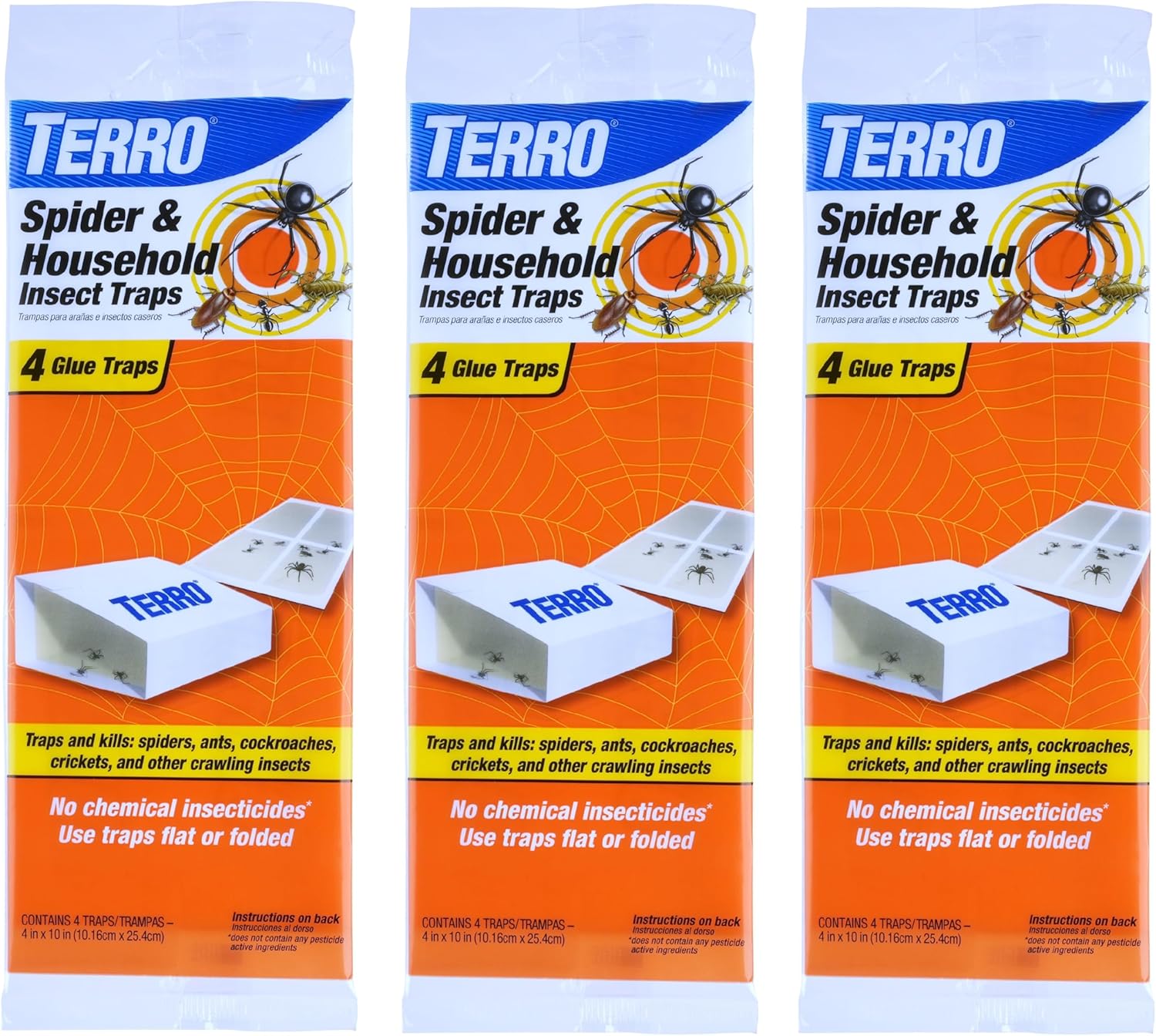 TERRO T3206SR Non-Toxic Indoor Spider, Ant, Cockroach, Centipede, and Crawling Insect Trap - 12 Traps
