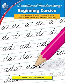 Carson Dellosa Beginning Cursive Handwriting Workbook for Kids Ages 7+, Letters, Numbers, and Sight Words Handwriting Practice, Grades 2-5 Cursive Handwriting Workbook, (Traditional Handwriting)