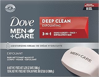 Dove Men+Care Men's Bar Soap Deep Clean 8 Bars More Moisturizing Than Bar Soap Effectively Washes Away Bacteria, Nourishes Your Skin 3.75 oz