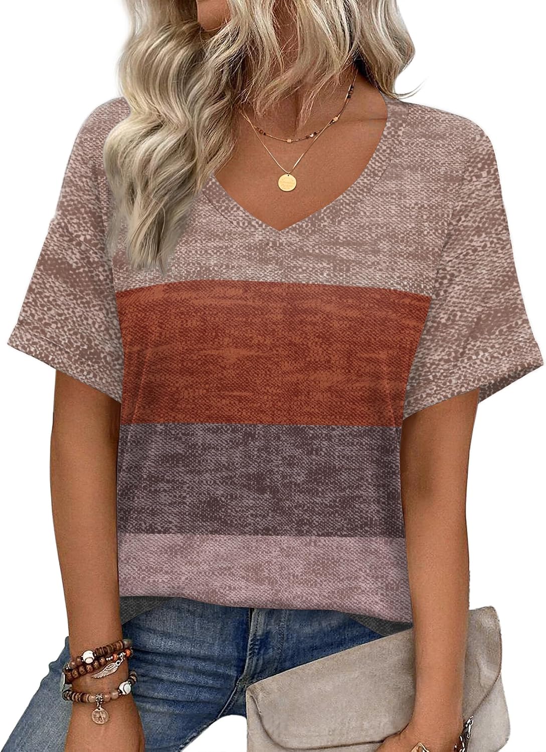 Zeagoo Women's T-Shirts V Neck Short Sleeve Tops Basic Tshirt Summer Casual Tee Shirts Loose Floral Blouse Top