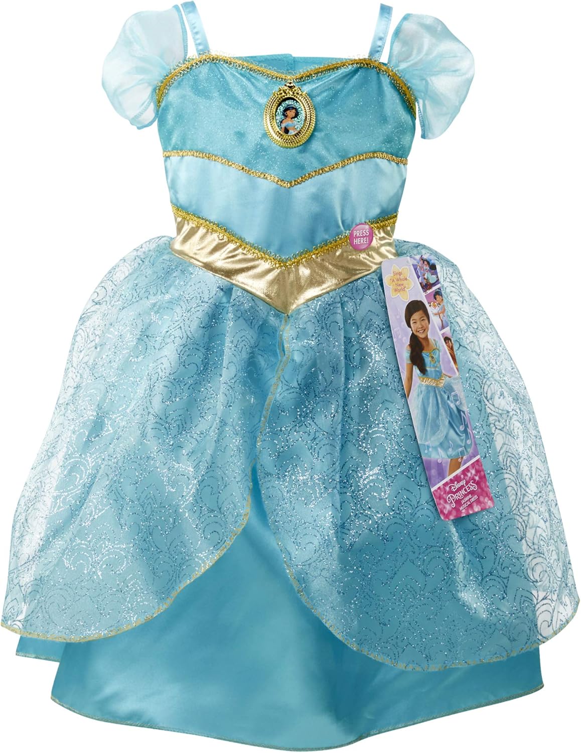 Disney Princess Jasmine Musical Dress – Sing & Shimmer Costume with “A Whole New World” Song, Size 4–6X – Amazon Exclusive