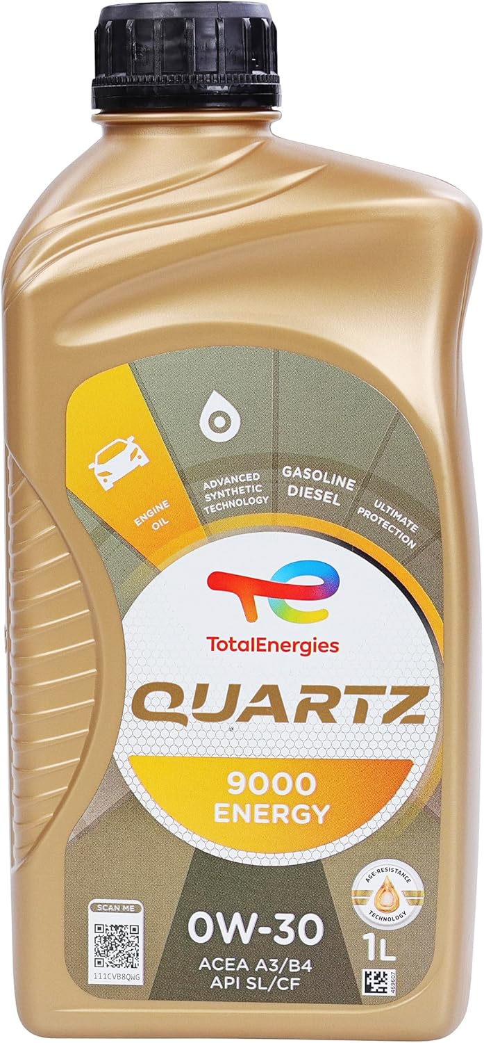 Quartz 9000 Energy 0W-30 Motor Oil - Low Phosphorus Motor Oil for Gasoline and Diesel Engines - Long Term Protection Premium Full Synthetic Motor Oils - 1 Liter