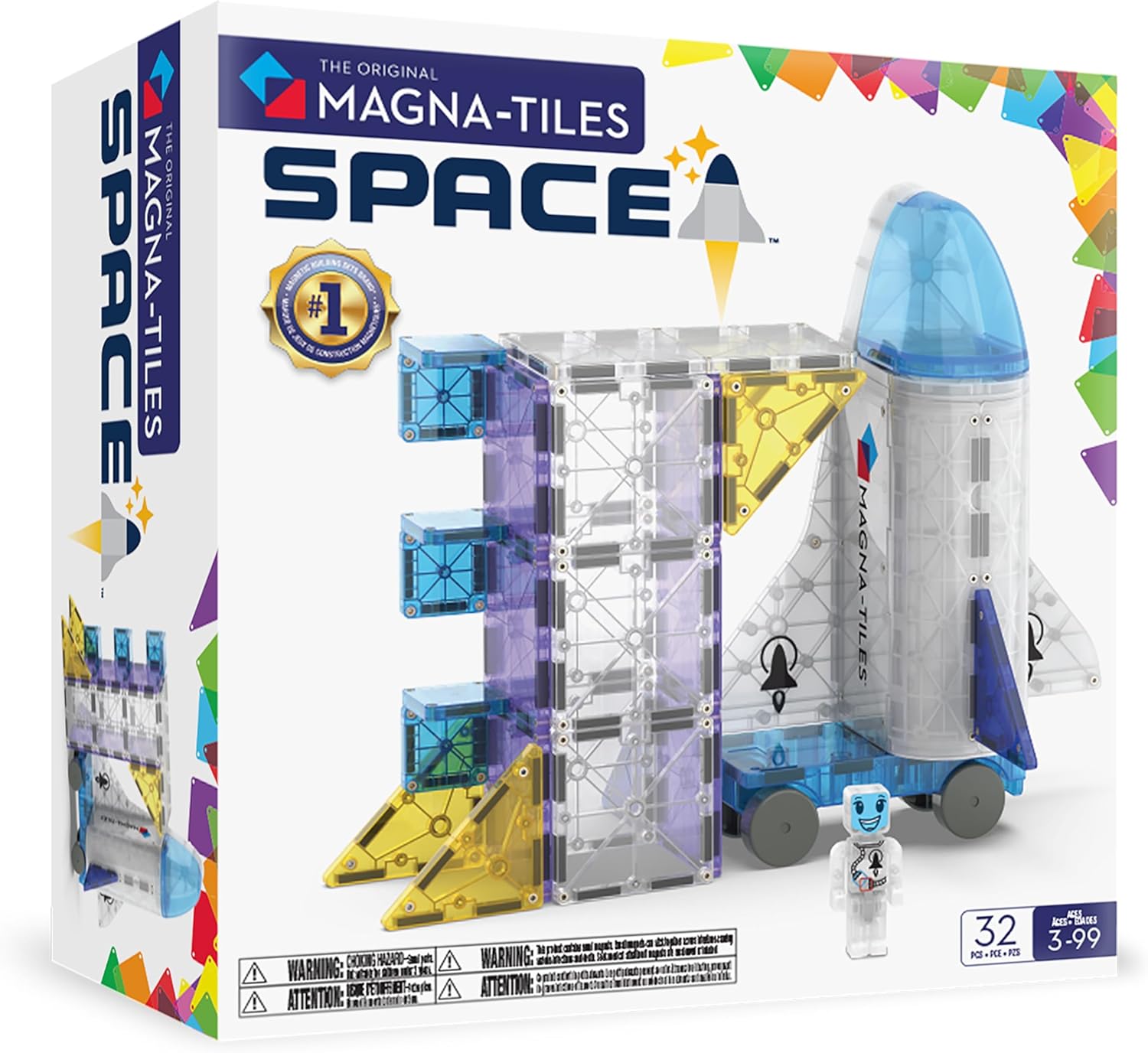 MAGNA-TILES Space 32-Piece Magnetic Construction Set, The Original Magnetic Building Brand