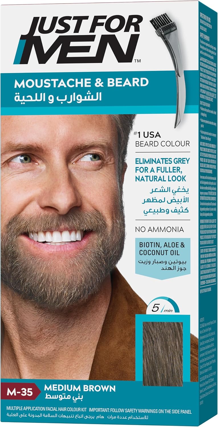 Just for Men Moustache & Beard Dye, M-35 Medium Brown